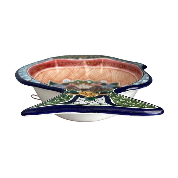 Hernandez Puebla Mexico Talavera Pottery Colorful Fish Dish Bowl Wall Decor - Picture 9 of 12